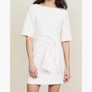 Alice + Olivia Women's Virgil Boat Neck Tie Wrap Dress Size 8 Off White